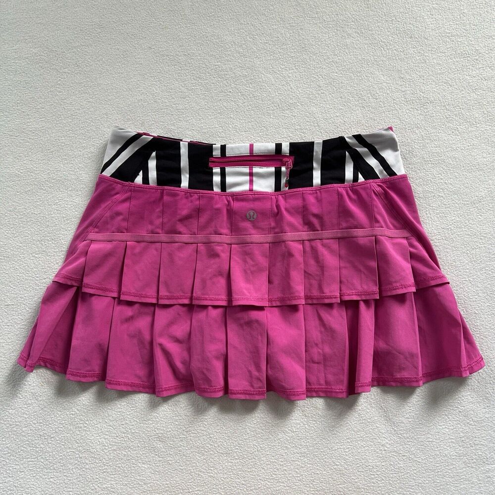 Lululemon Traverse Stripe Paris Perfection Pleated Pace Setter Skirt Skort 6 Reg